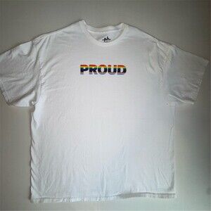 The Phluid Project T-Shirt Unisex 2XL White PROUD Rainbow Pride Graphic Unisex